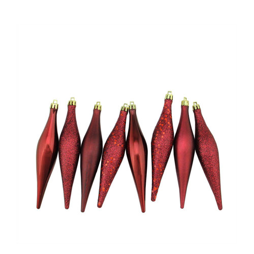 Northlight 8ct 4Finish Shatterproof Finial Drop Christmas Ornament